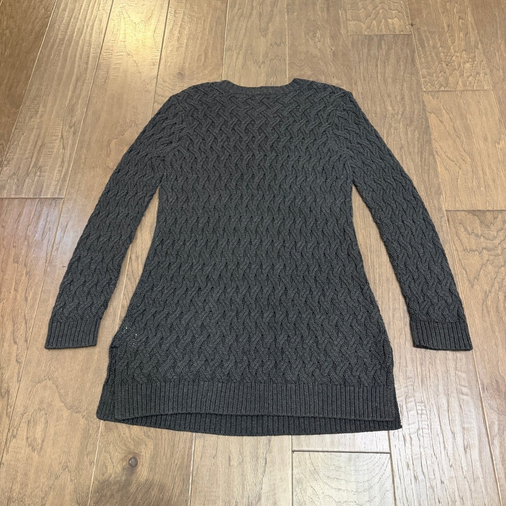 Jeanne Pierre Women's Charcoal‎ Gray Cable Knit Sweater Dress Pockets Size M - Picture 5 of 7